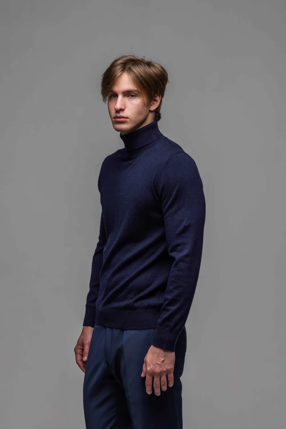 Alain Delon dolcevita uomo blu navy in maglia
