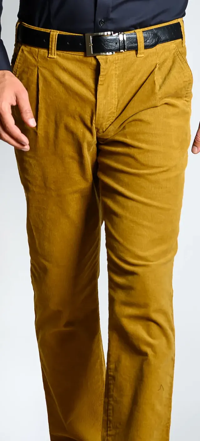 Alain Delon pantaloni velluto senape slim 33/32 stretch