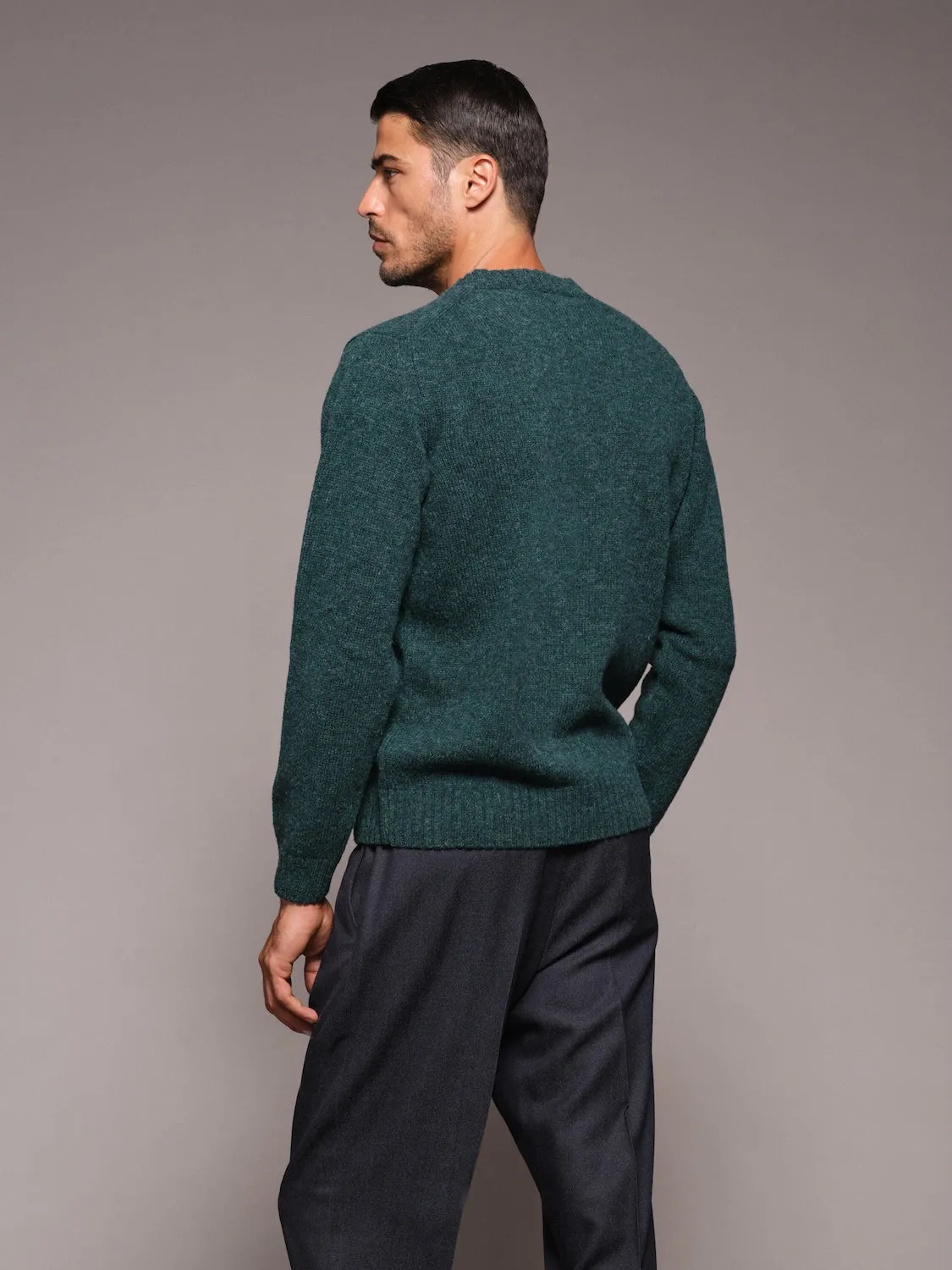 Caruso maglia girocollo lana Shetland verde