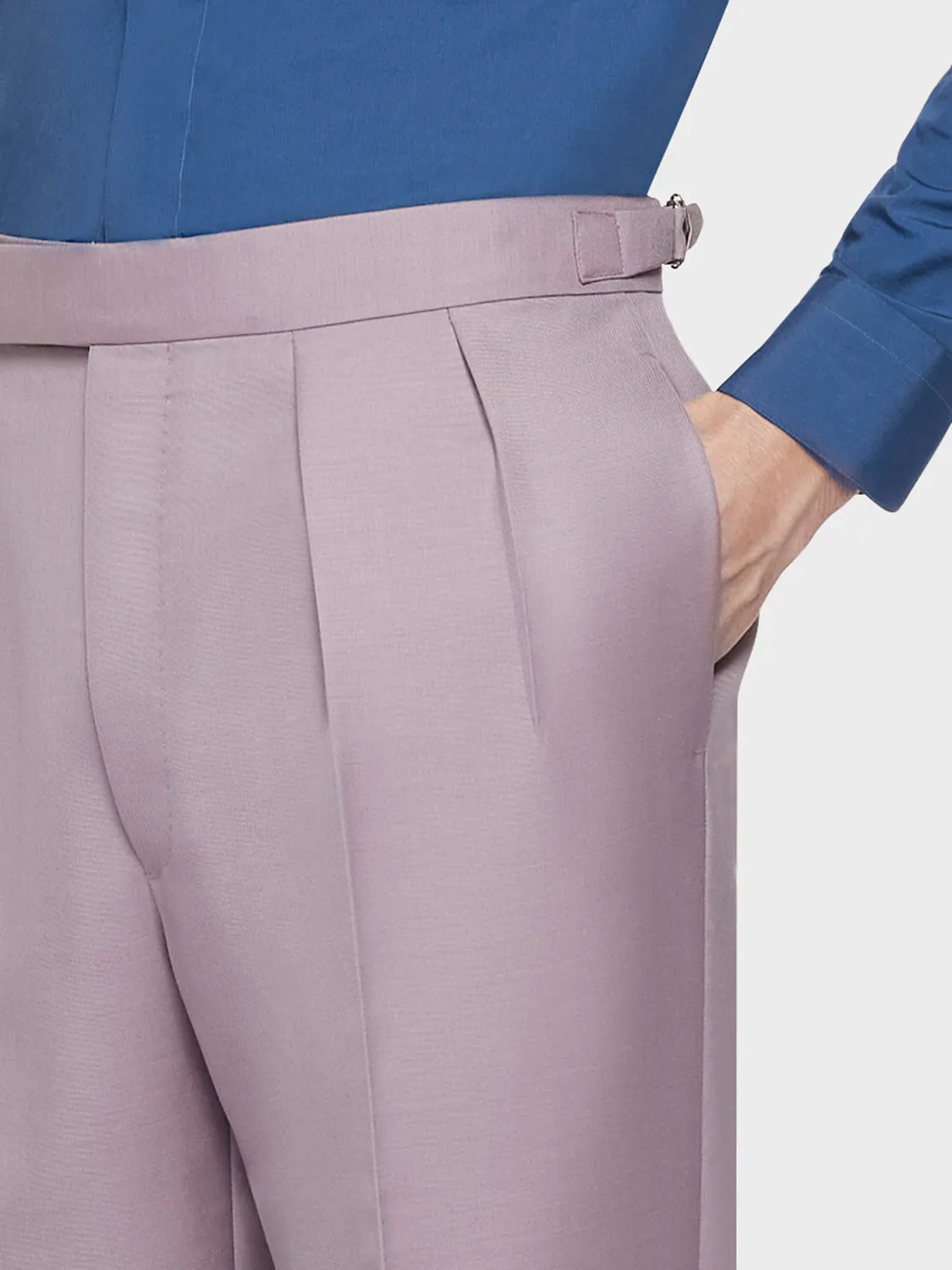 Caruso pantalone vita alta mohair seta malva