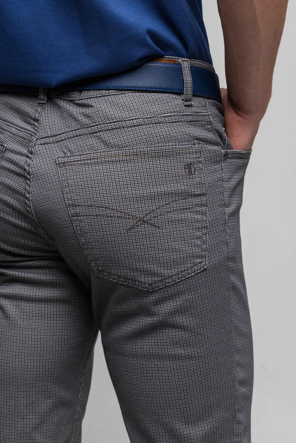 Alain Delon pantaloni casual pied-de-poule marrone grigio