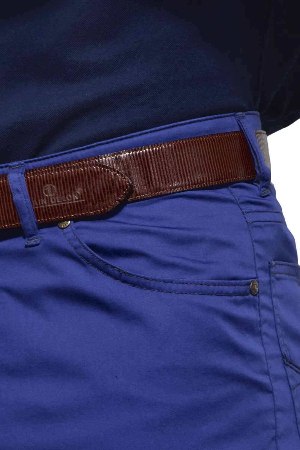 Alain Delon pantalone casual blu slim fit cinque tasche