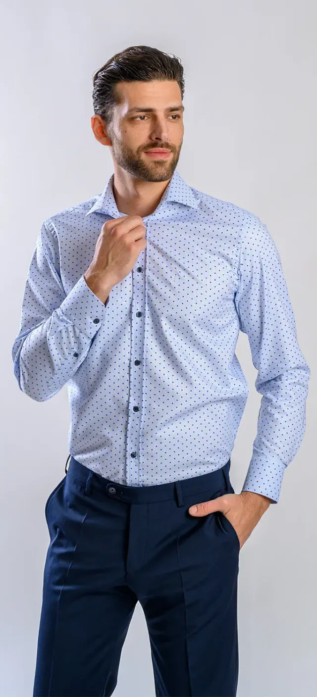 Alain Delon Extra Slim camicia uomo azzurra quadri cotone