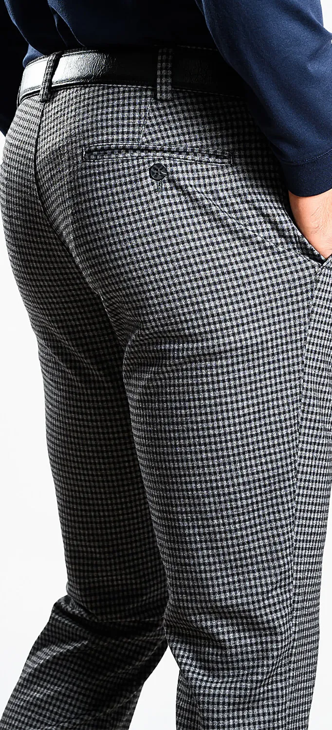 Alain Delon pantalone quadri grigio-nero slim