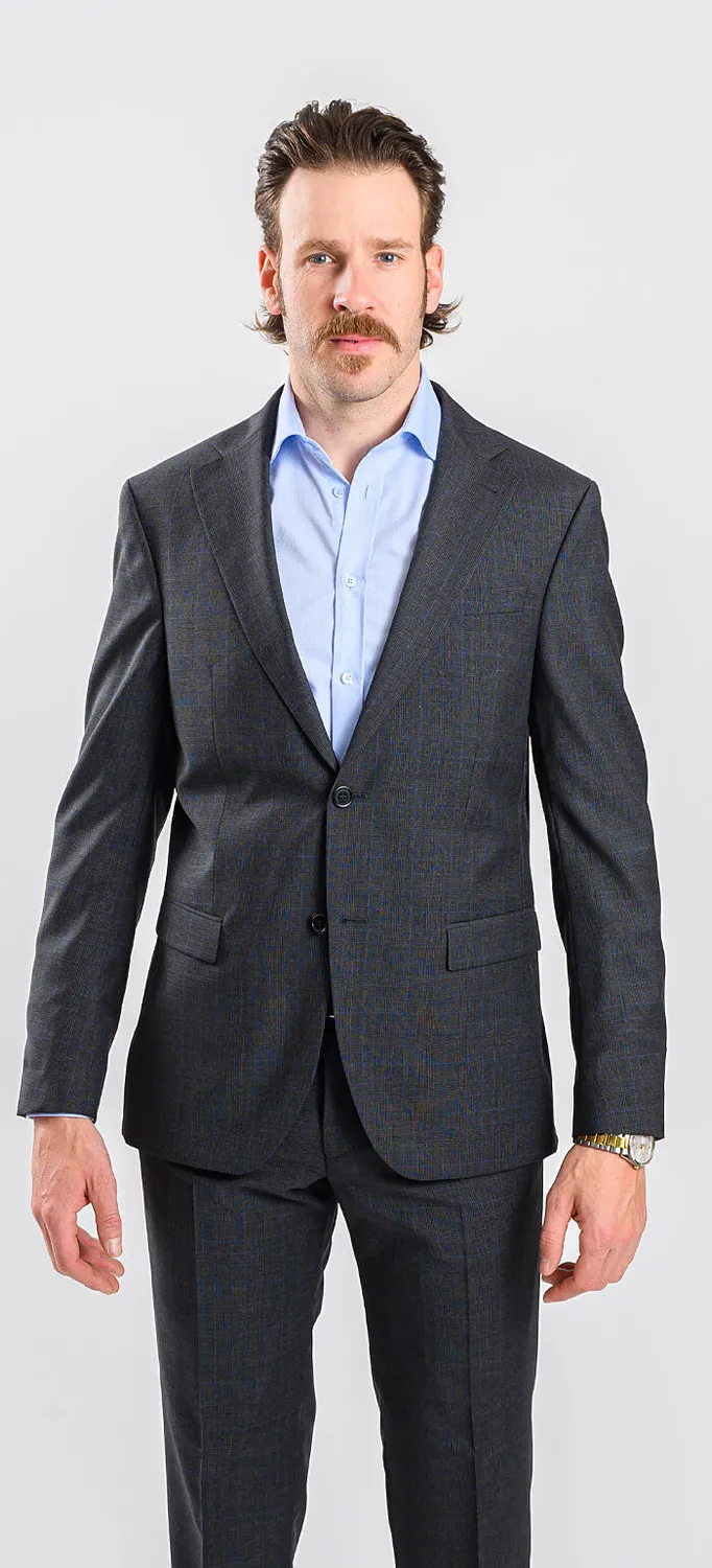 Alain Delon abito grigio quadri slim fit lana 2 bottoni