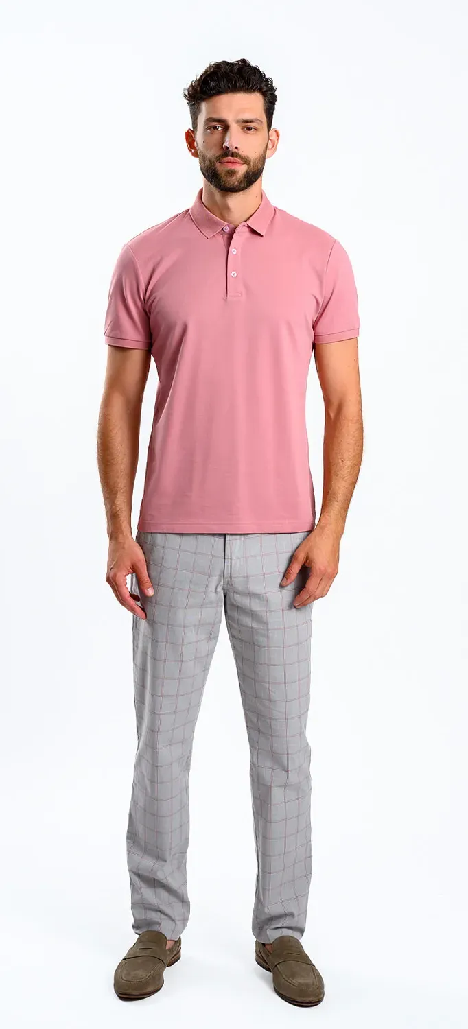 Alain Delon polo rosa slim fit manica corta cotone