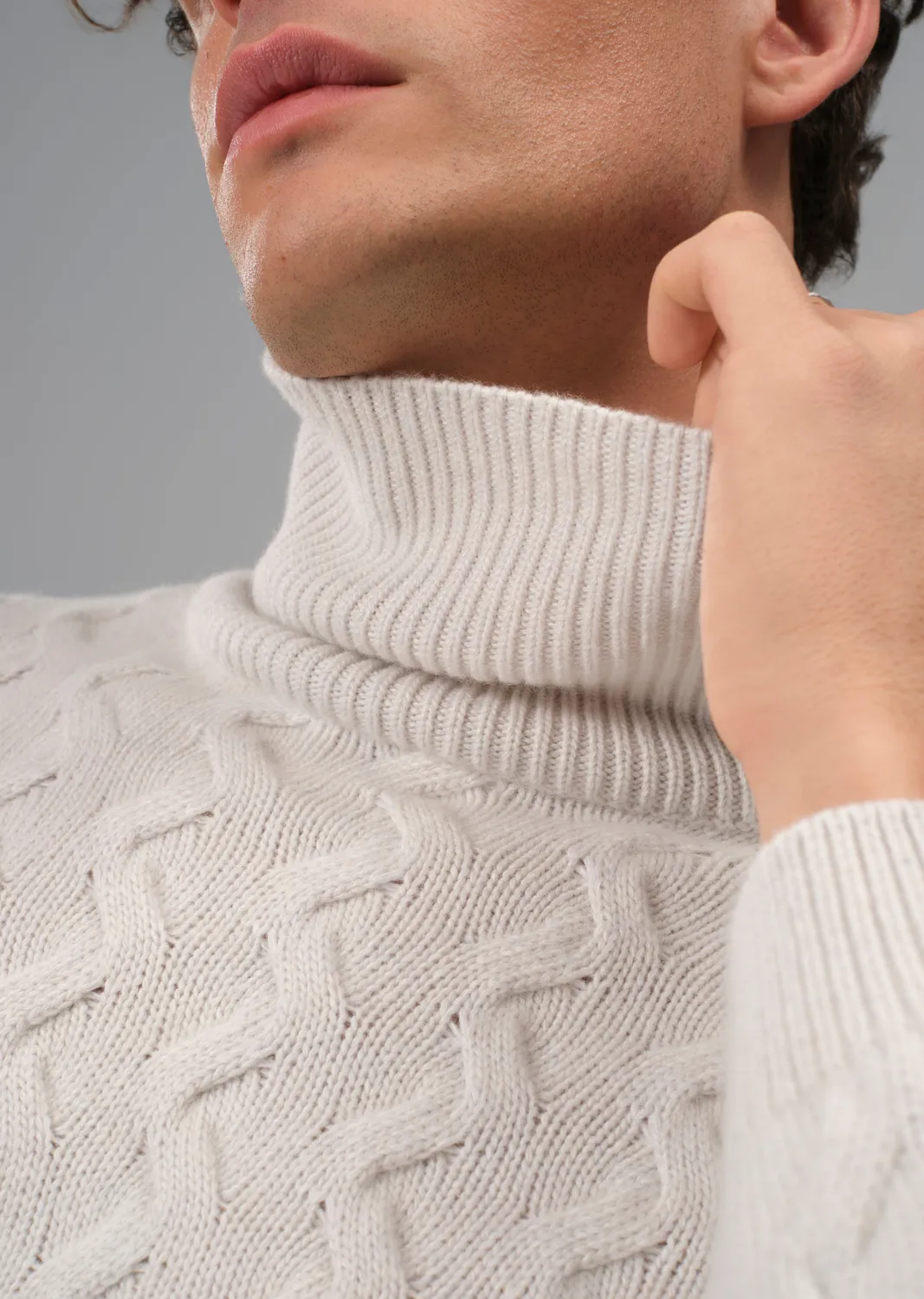 Sand Menswear Id dolcevita lana cashmere bianco
