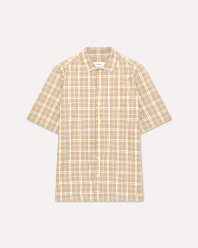 Lardini camicia cammello quadri popeline cotone
