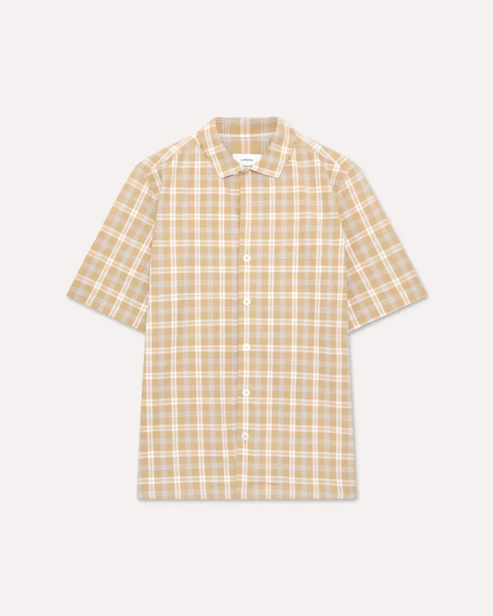 Lardini camicia cammello quadri popeline cotone