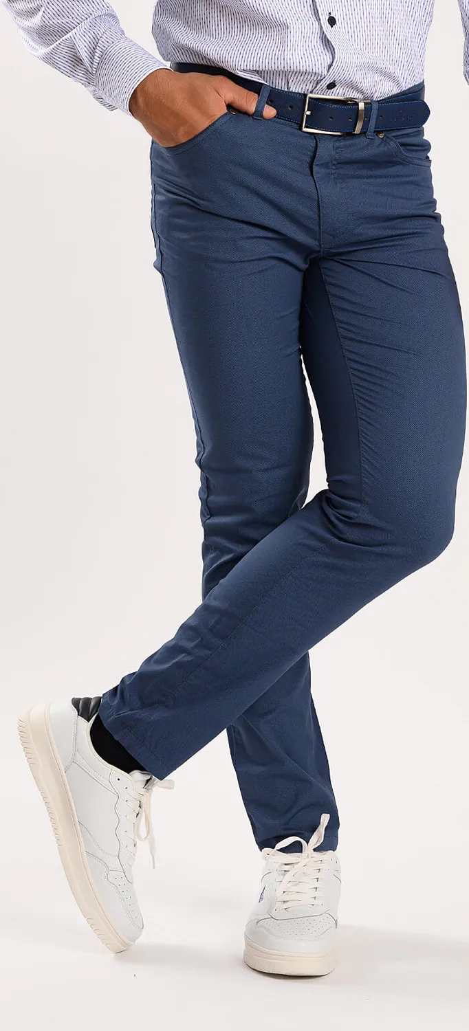 Alain Delon pantaloni casual blu fantasia 35/32 slim fit