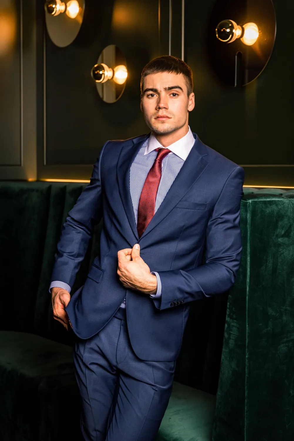 Alain Delon Camicia Blu Rigata Extra Slim Fit Business
