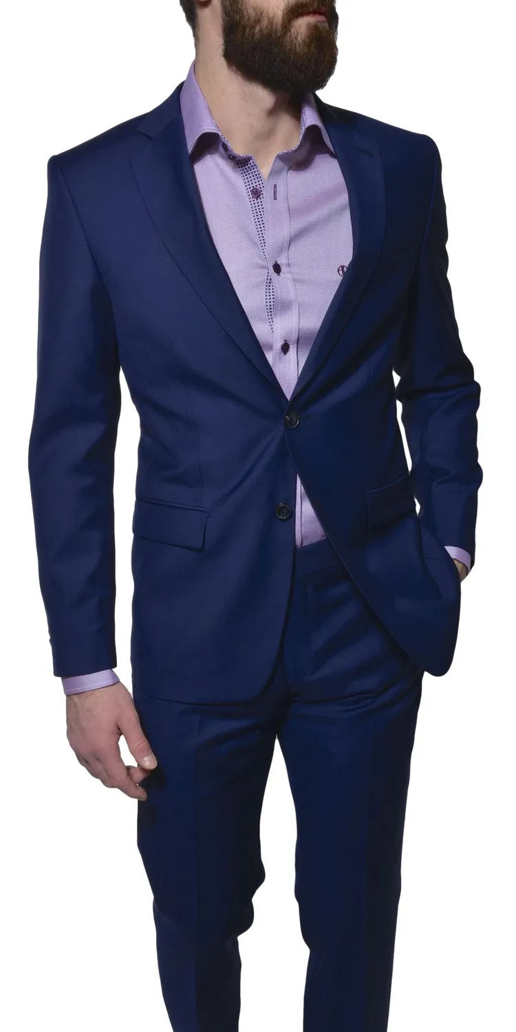 Alain Delon completo blu lana Super 120s slim fit