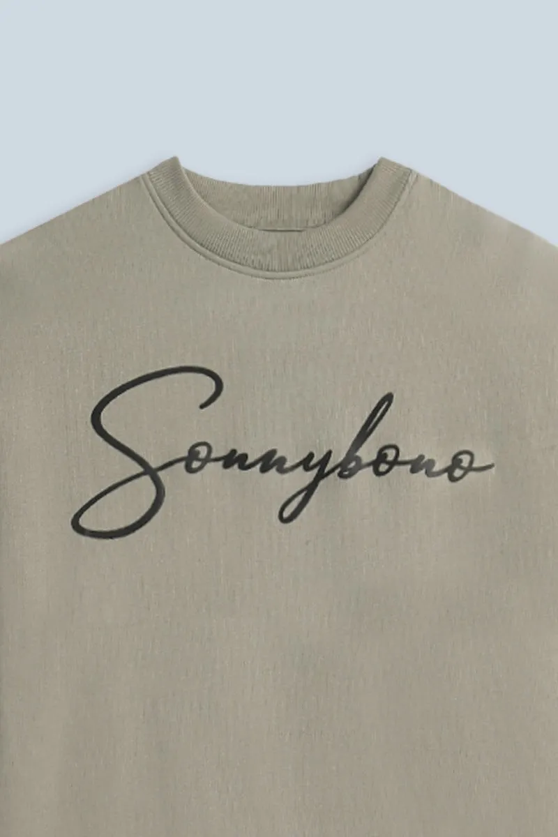Sonny Bono Felpa Girocollo Stampa 3D Beige Comfort Fit