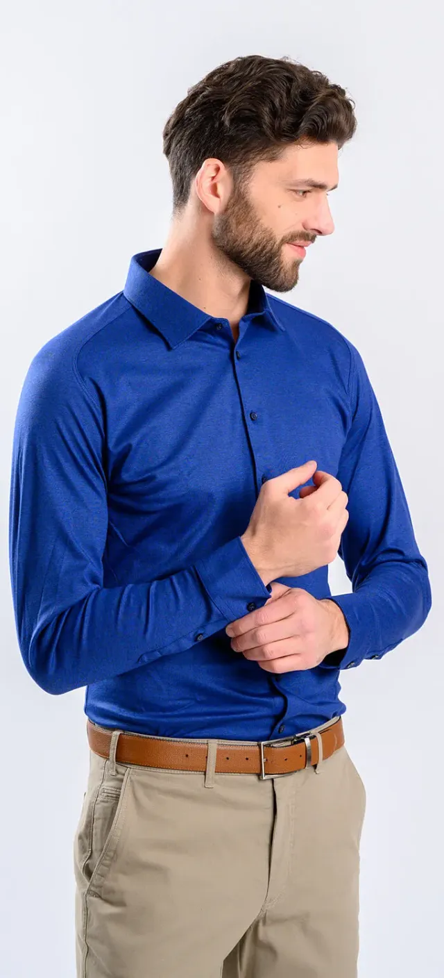 Alain Delon Royal Blue camicia elasticizzata blu royal