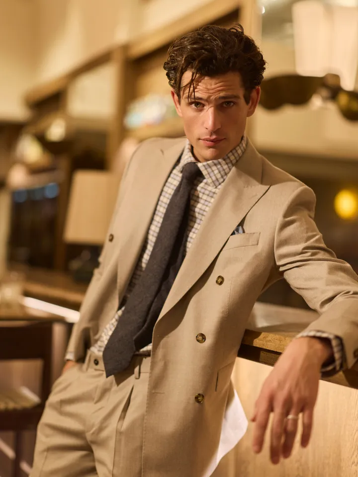 Sand Menswear Star DB-Mark N abito doppiopetto ecru flanella