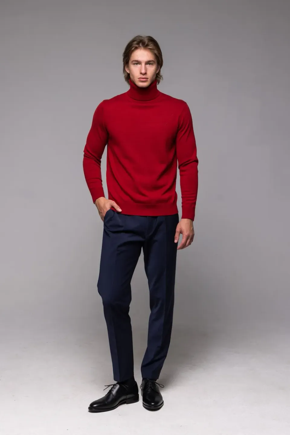 Alain Delon Dolcevita Maglia Bordeaux Slim Fit