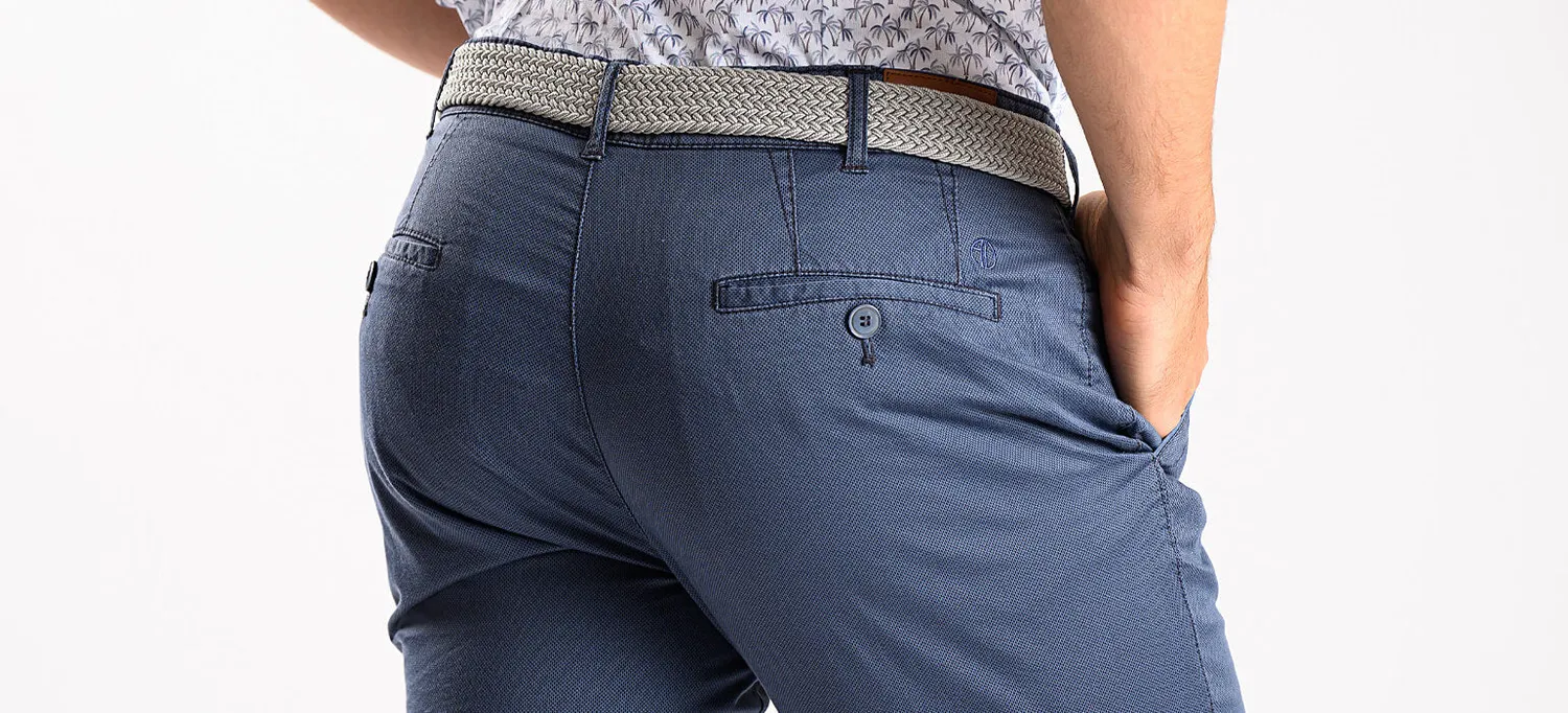 Alain Delon pantalone grigio-blu chino slim fit elasticizzato