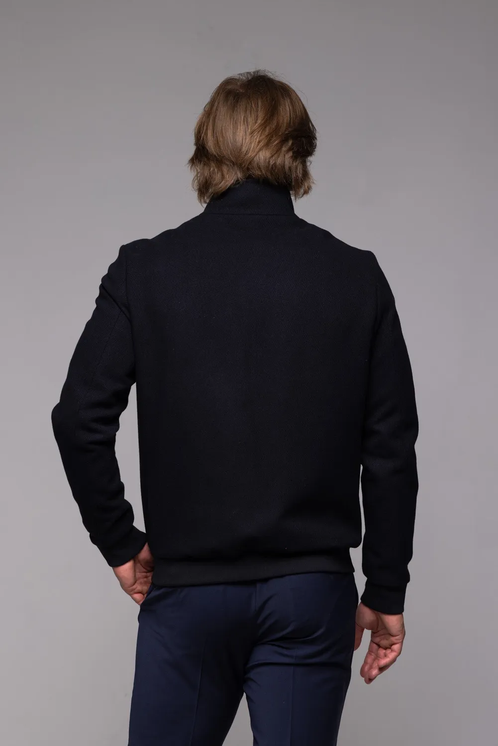 Alain Delon bomber nero lana uomo collo alto offerta