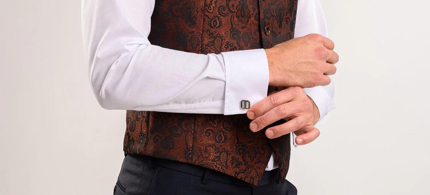 Alain Delon gilet elegante marrone fantasia slim fit