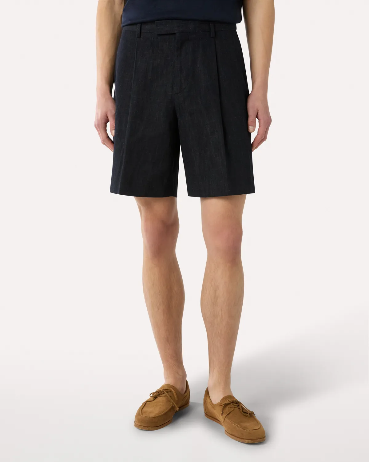 Lardini Bermuda Lungo Cotone Lino Blu Denim