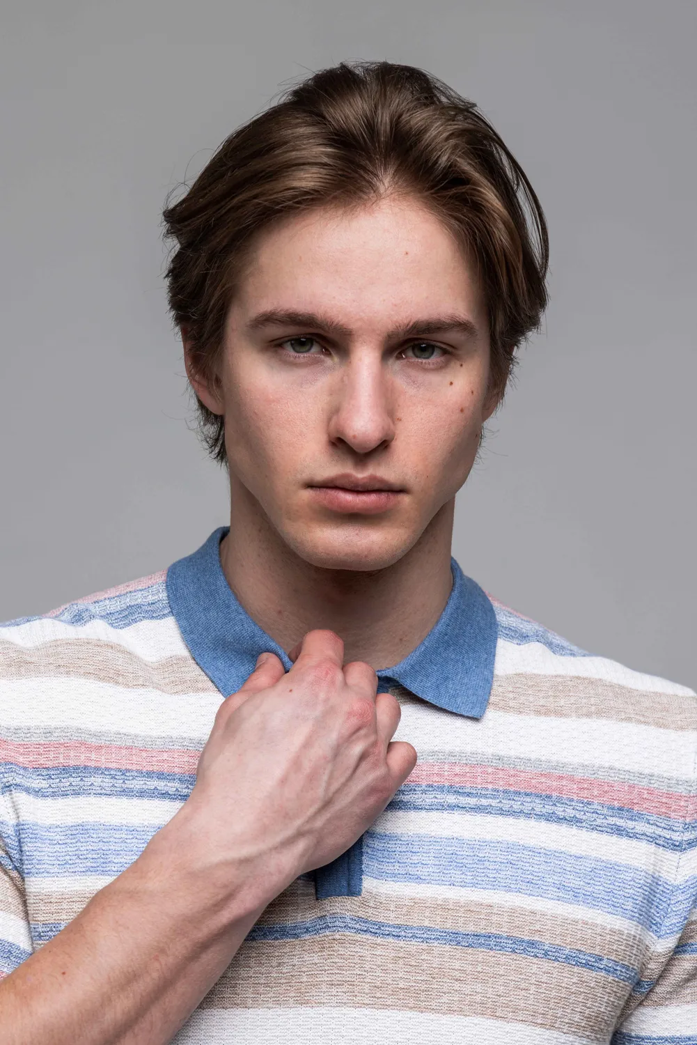 Alain Delon polo maglia righe cotone bottoni uomo