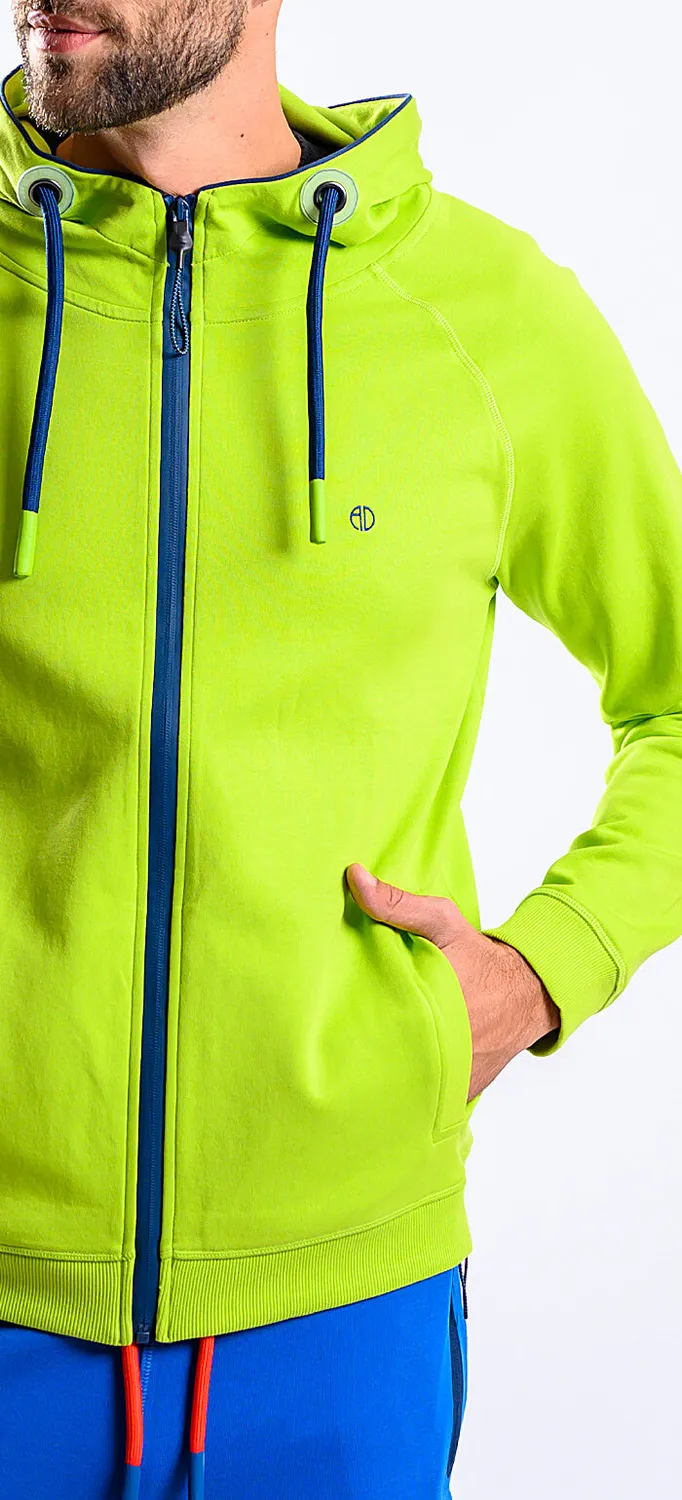 Alain Delon felpa verde cappuccio slim fit cotone