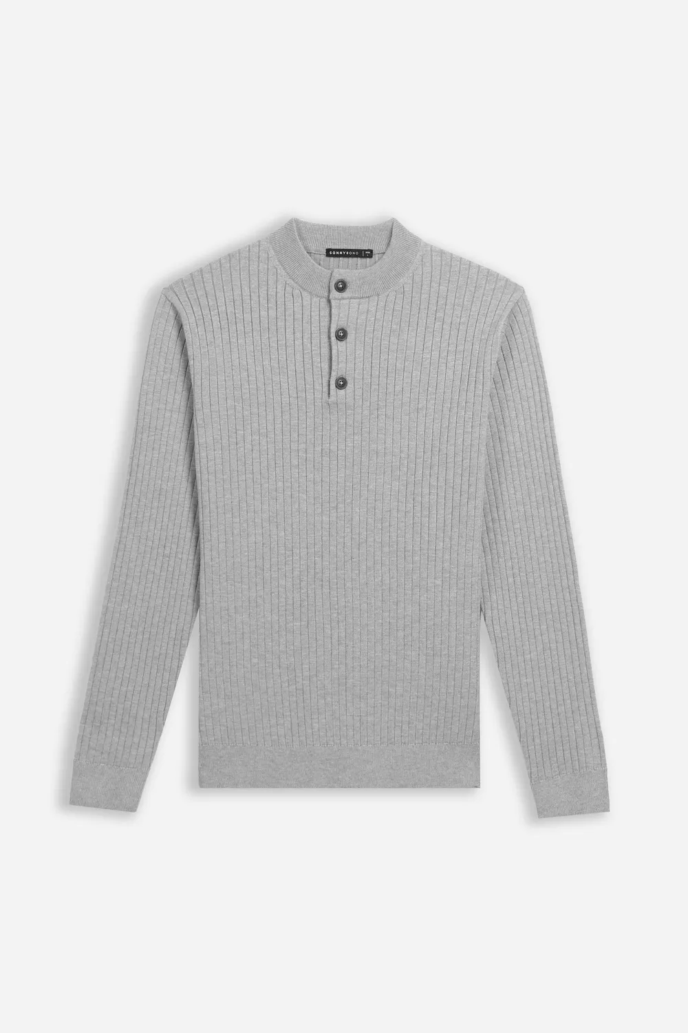 Sonny Bono maglia serafino coste grigio chiaro scollo bottoni