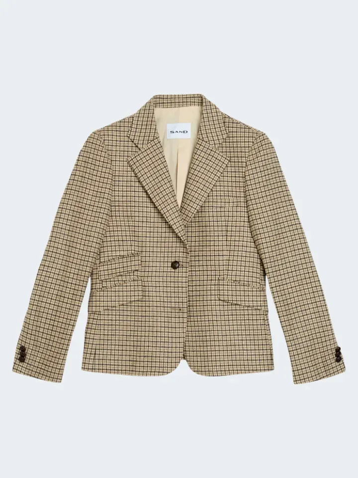 Sand Remi giacca donna lana pied-de-poule fantasia