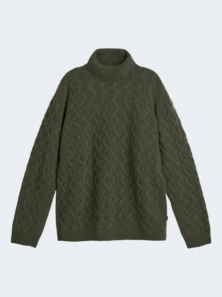 Sand maglione dolcevita cavo cashmere verde oliva