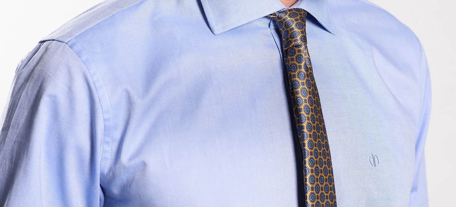 Alain Delon Blue Slim Fit camicia tinta unita blu