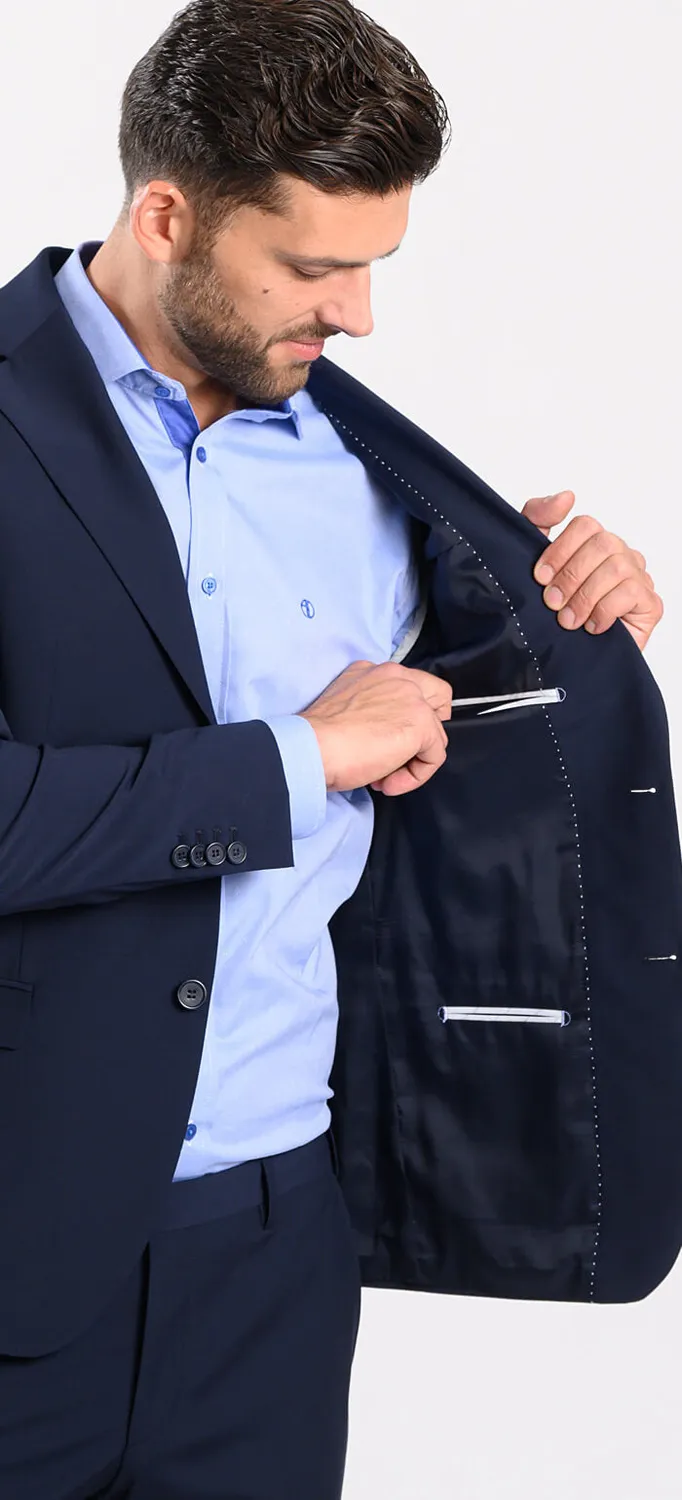 Alain Delon Basic giacca abito blu navy slim fit misto lana