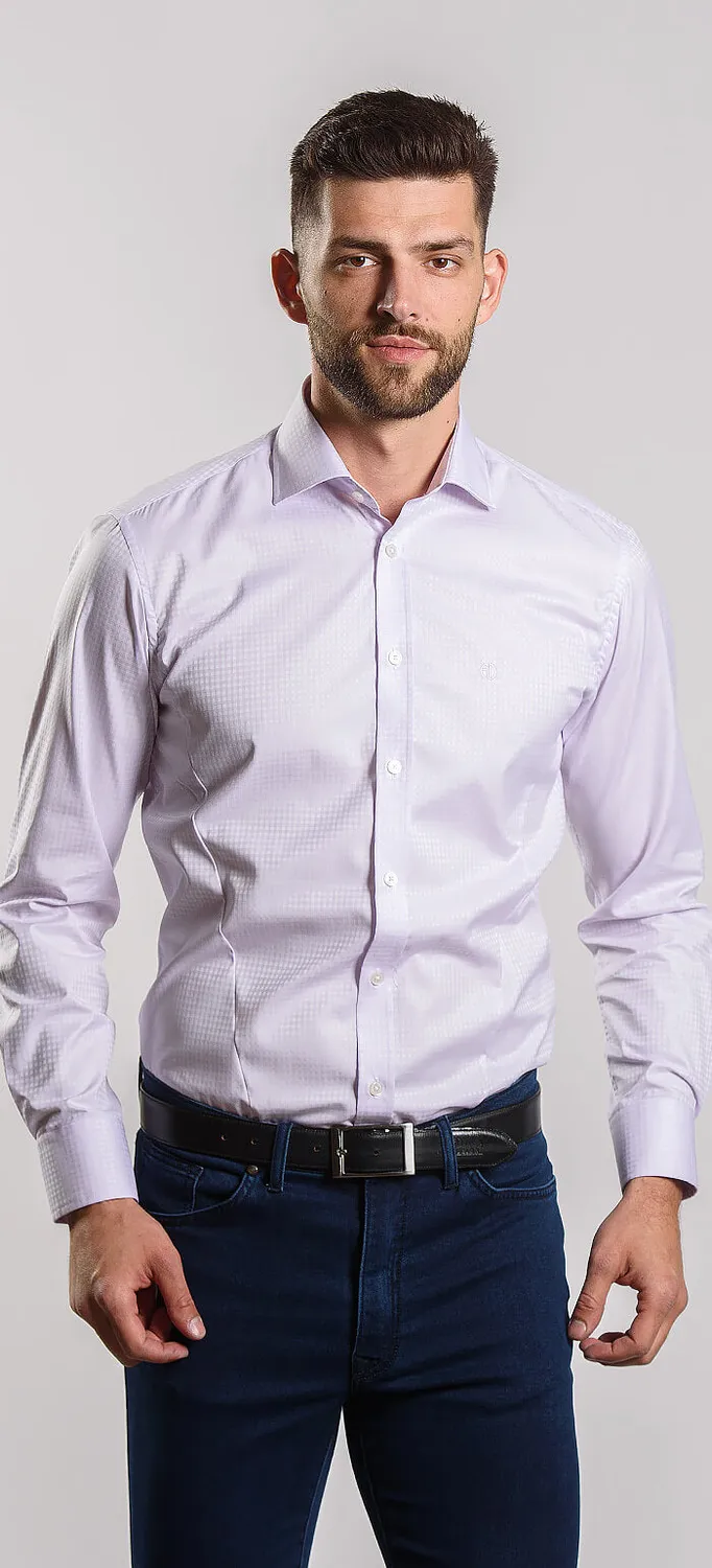 Alain Delon camicia classic viola quadri 44 cotone
