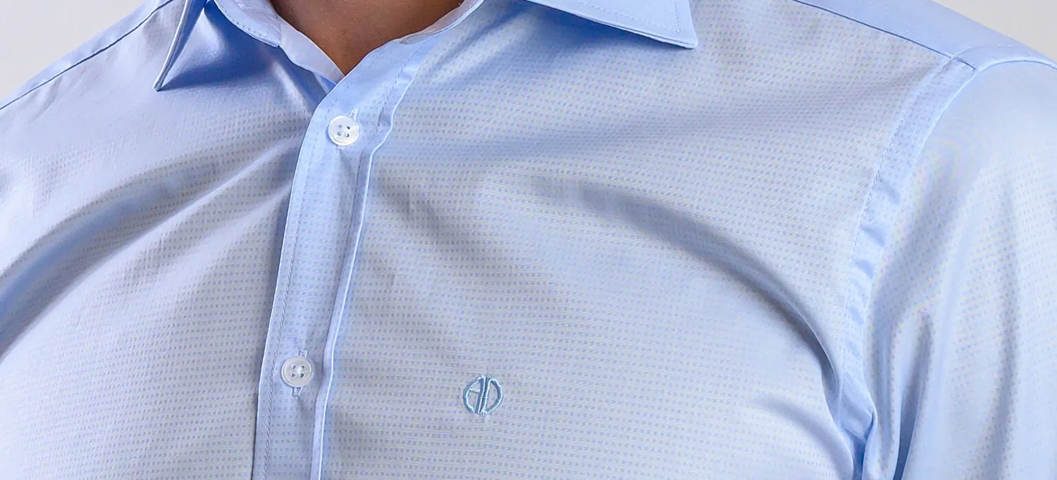 Alain Delon camicia extra slim fit azzurra quadretti cotone