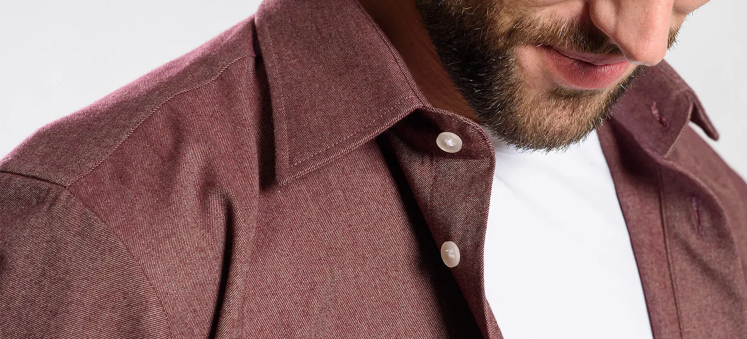 Alain Delon camicia flanella bordeaux slim 40