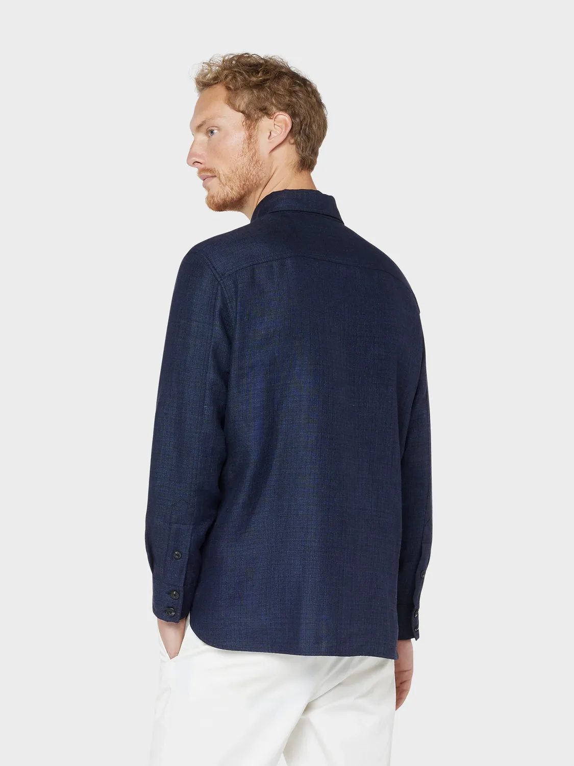 Caruso Aida overshirt lino lana blu XS-XL