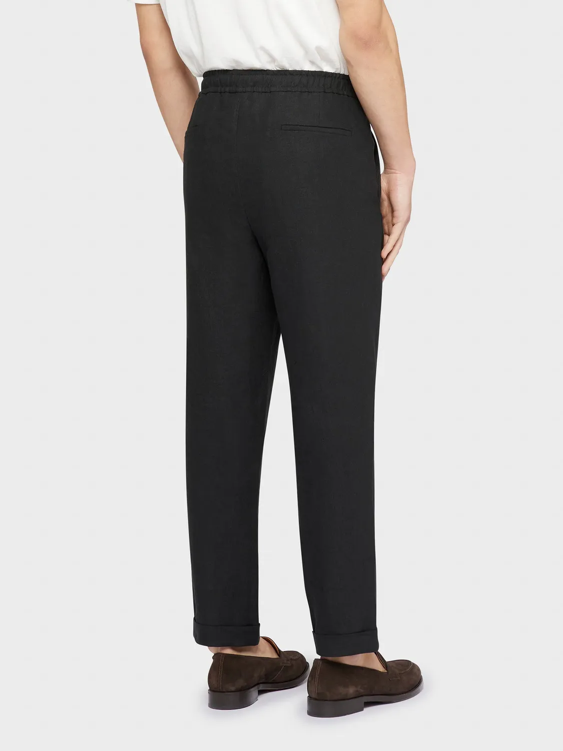 Caruso Norma pantalone lino nero con coulisse