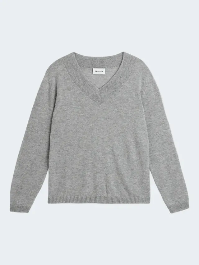 Sand Menswear Delmy maglione scollo V alpaca grigio