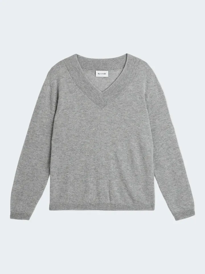 Sand Menswear Delmy maglione scollo V alpaca grigio