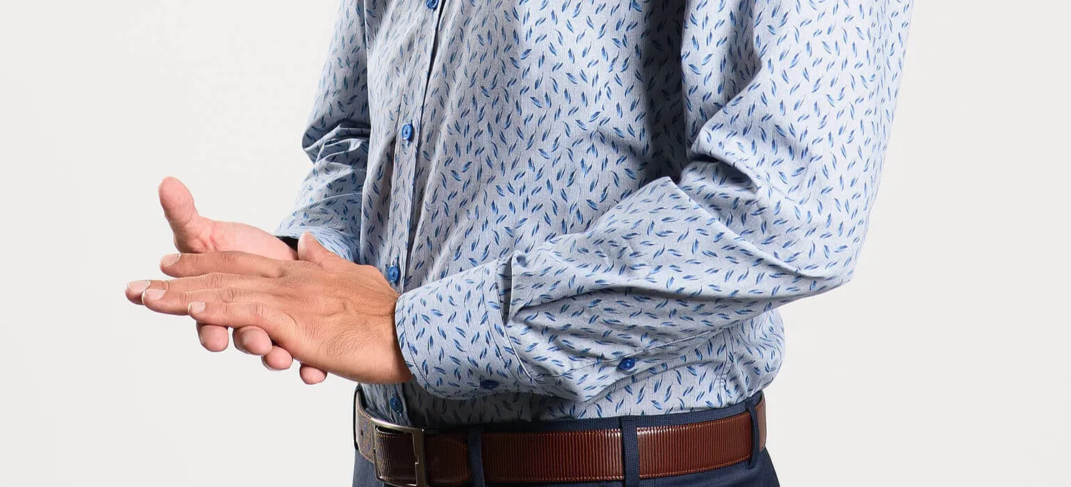 Alain Delon Camicia Grigio Blu Extra Slim Cotone