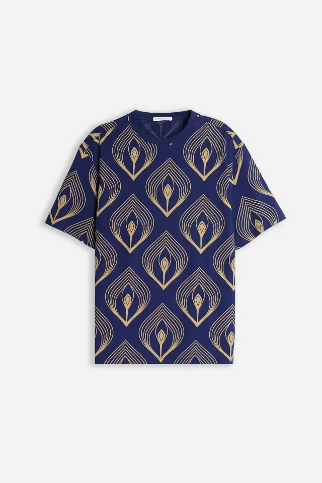 Sonny Bono Fantasia T-Shirt Indaco Girocollo Cotone