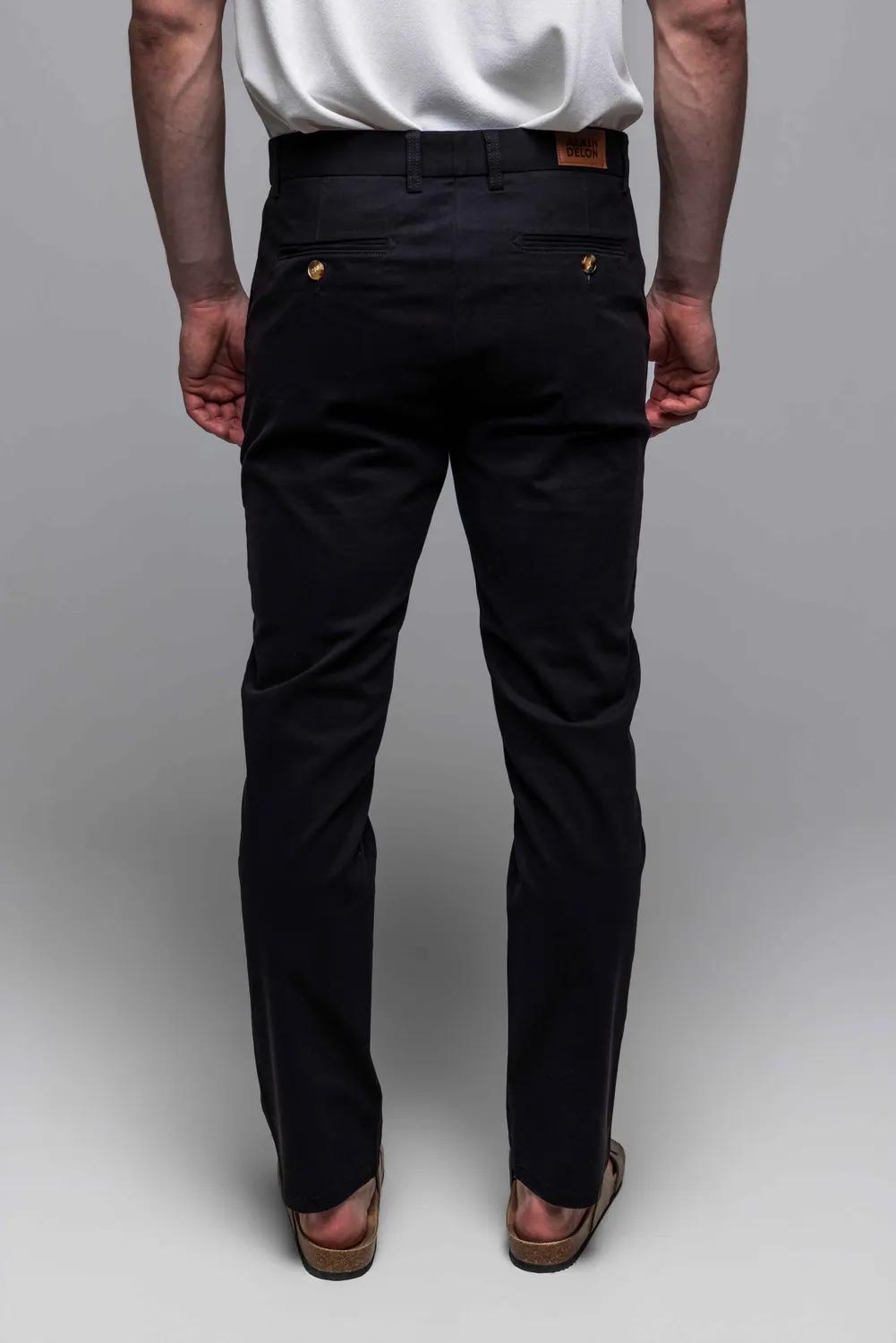 Alain Delon pantaloni chinos neri cotone elasticizzato