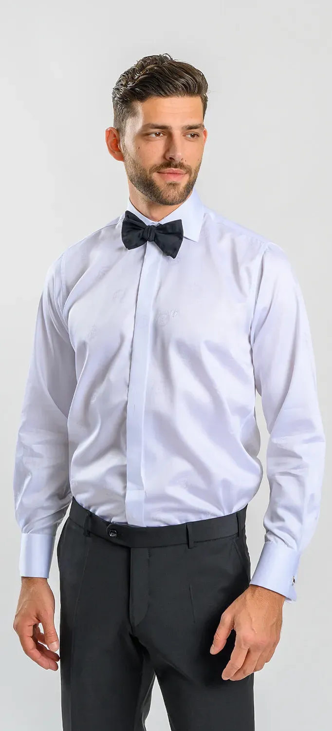 Alain Delon Camicia Slim Fit Bianca Fantasia Rose
