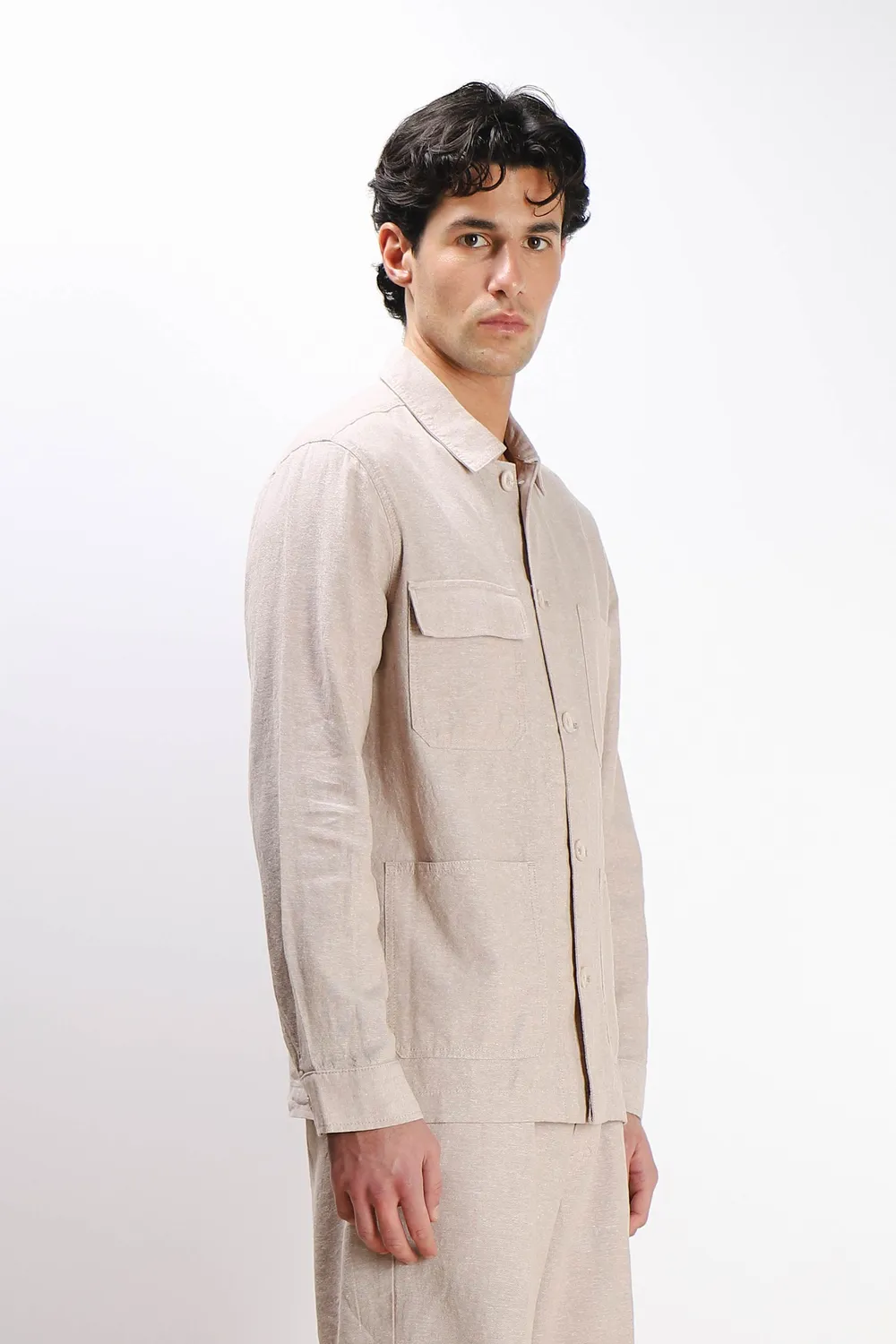 Sonny Bono Overshirt Misto Lino Sabbia traspirante