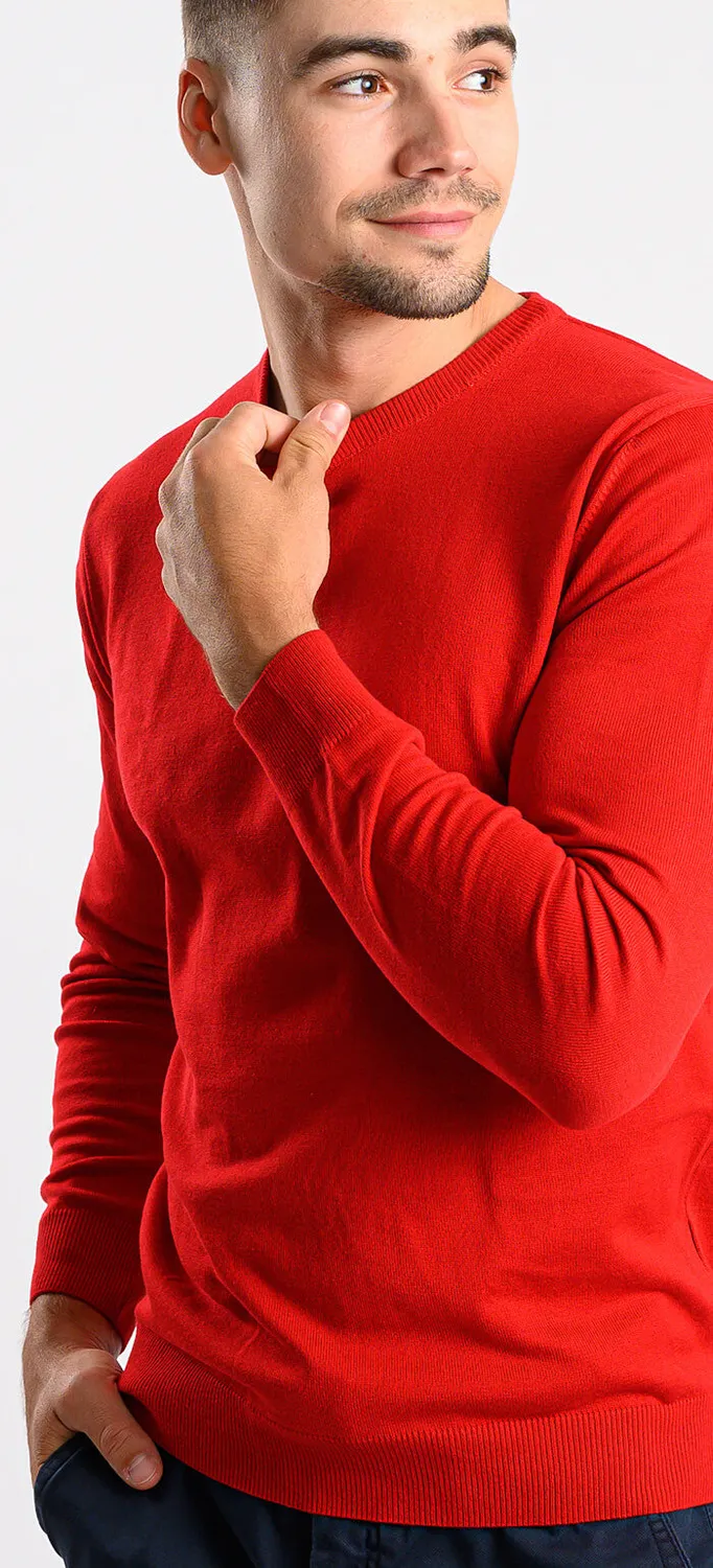 Alain Delon Red maglione girocollo rosso cotone