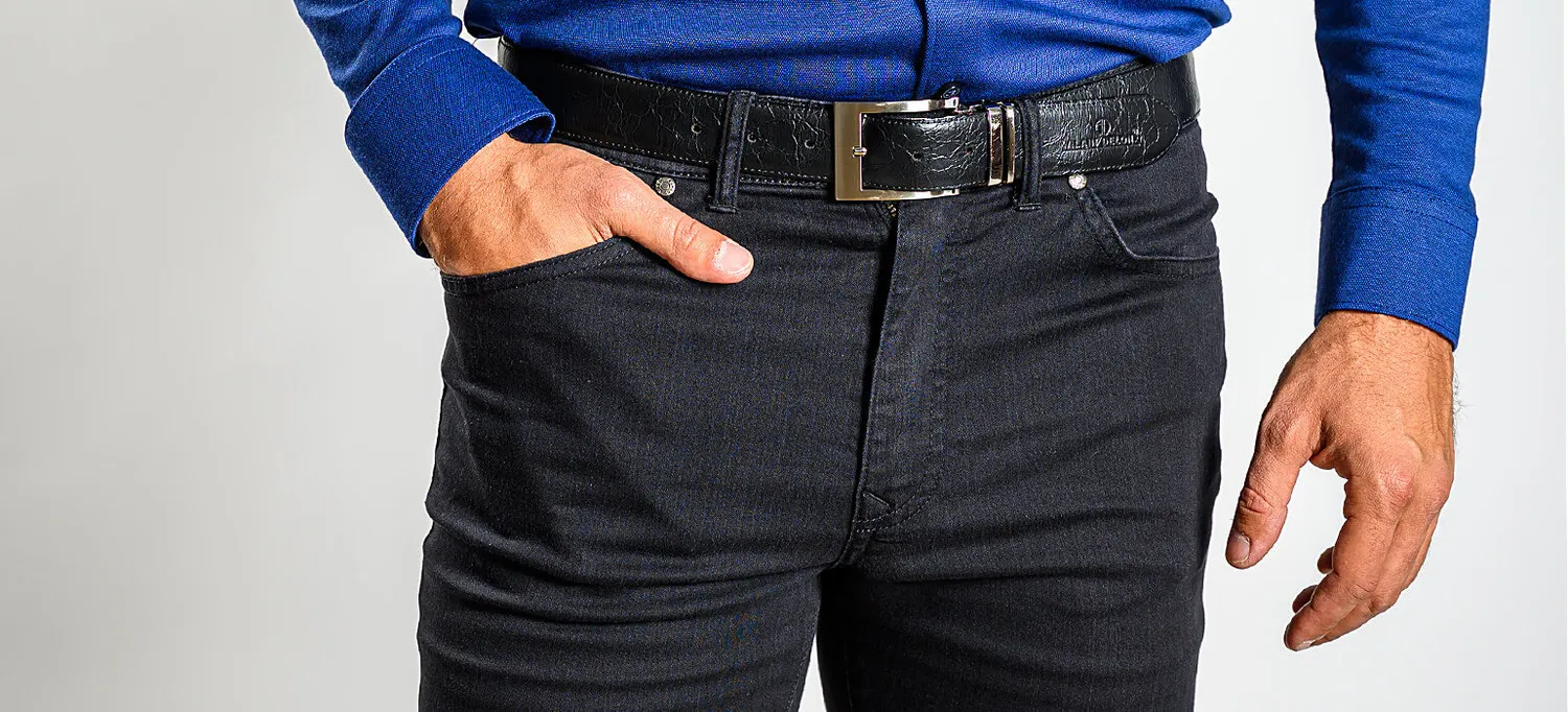 Alain Delon Jeans Uomo Slim Fit Neri Elasticizzati 32/34