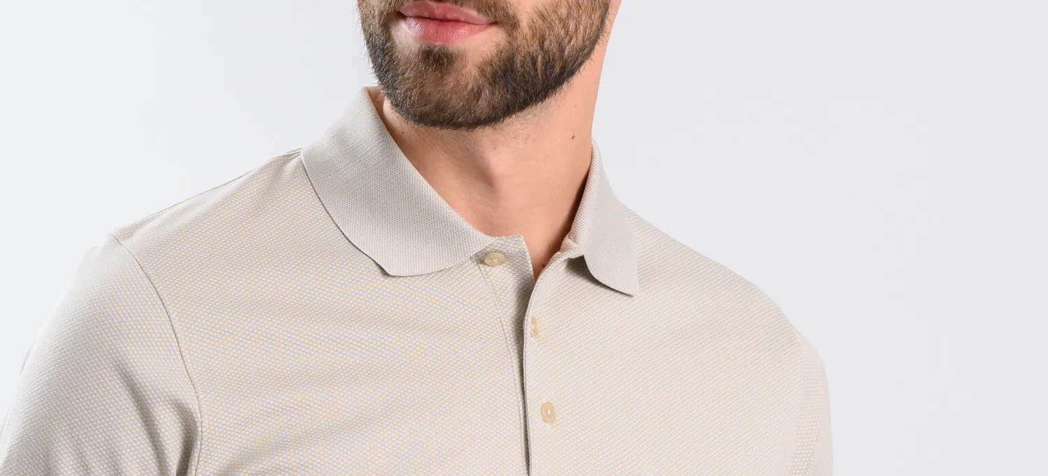 Alain Delon Polo Beige Slim Fit Cotone Micropima