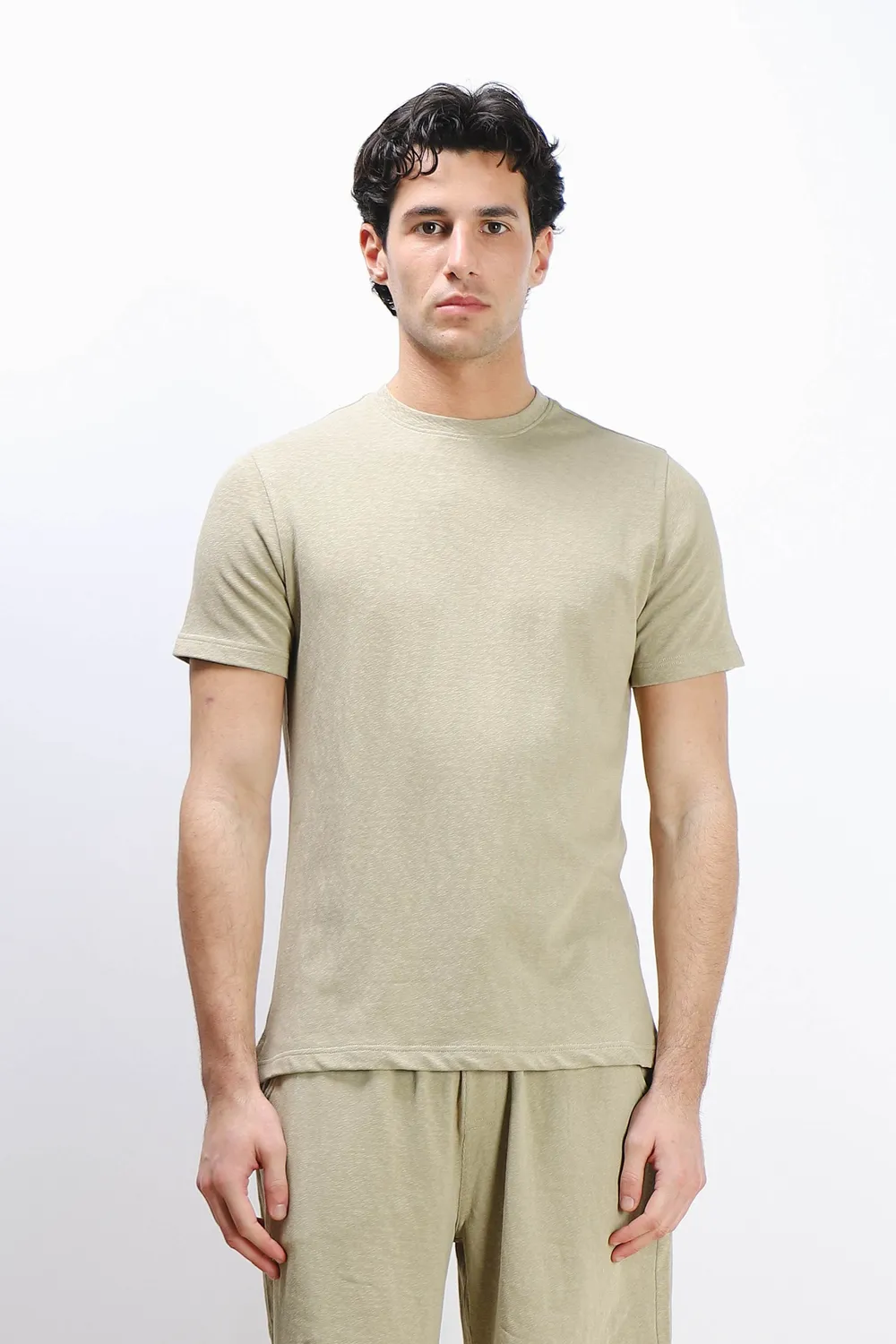 Sonny Bono Slub T-Shirt Kaki Effetto Lino