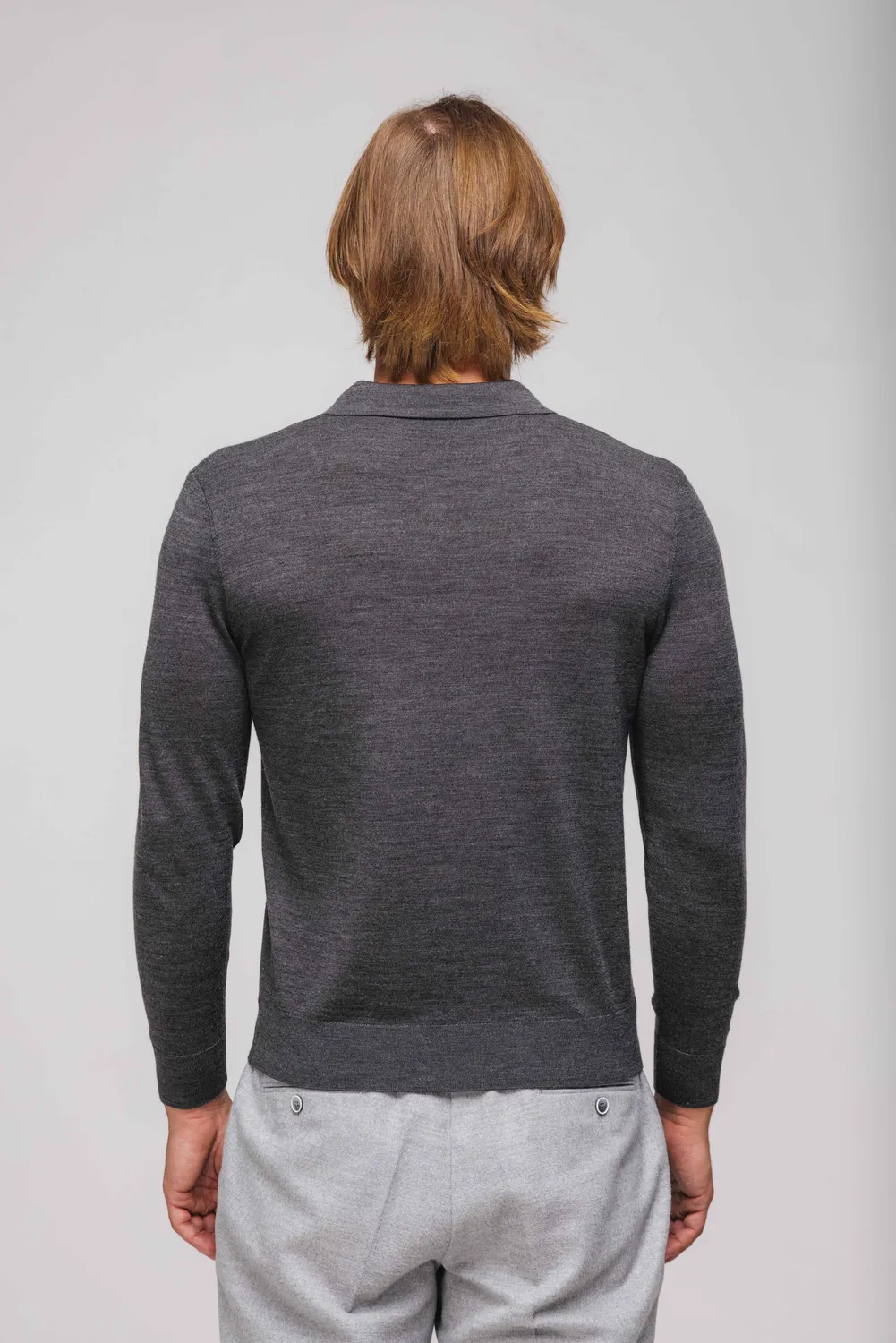 Alain Delon Pullover Lana Grigio Scollo V leggero