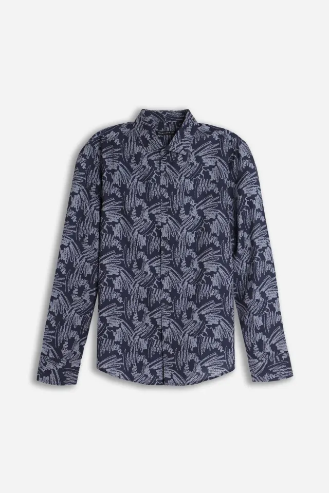 Sonny Bono Camicia Stretch Fantasia F Blu Sagomata