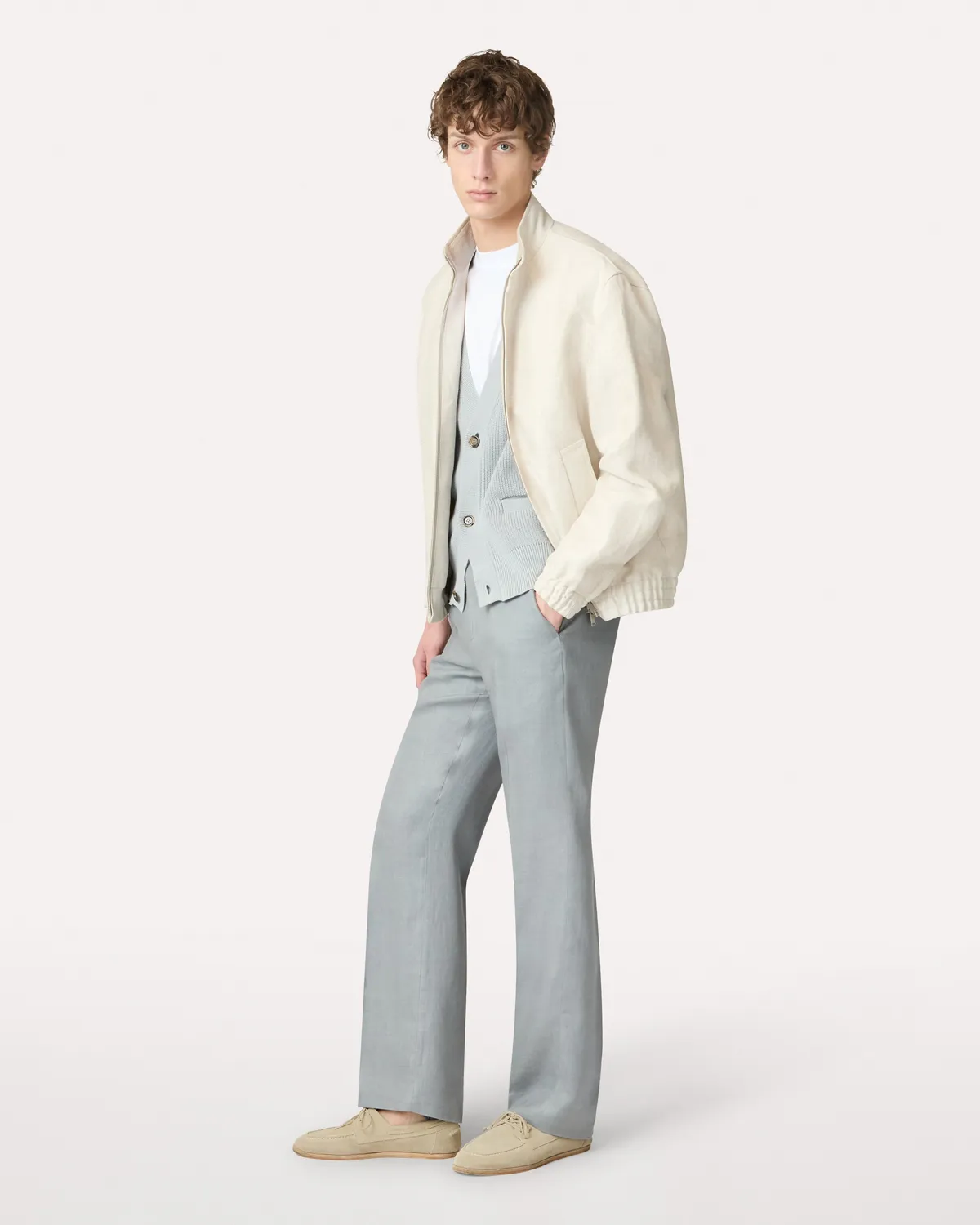 Lardini Pantalone Grigio in Twill Senza Pieghe